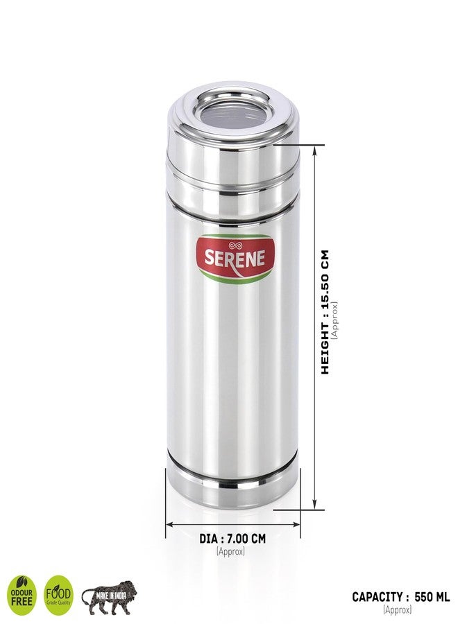 Serene 9103 Stainless Steel Top See-Through Transparent Container | Transparent Lid | Airtight Steel Containers | Multipurpose Kitchen Storage for Spices, Snacks & More | 550 ML Each | 2 Pcs - Image 3